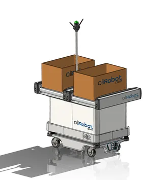 olirobot dual tote conveyor MiR 2 bins
